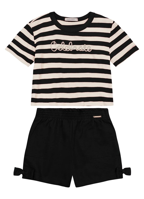 Trick Nick - Conjunto Blusa com Shorts em Ribana 2x1 Preto