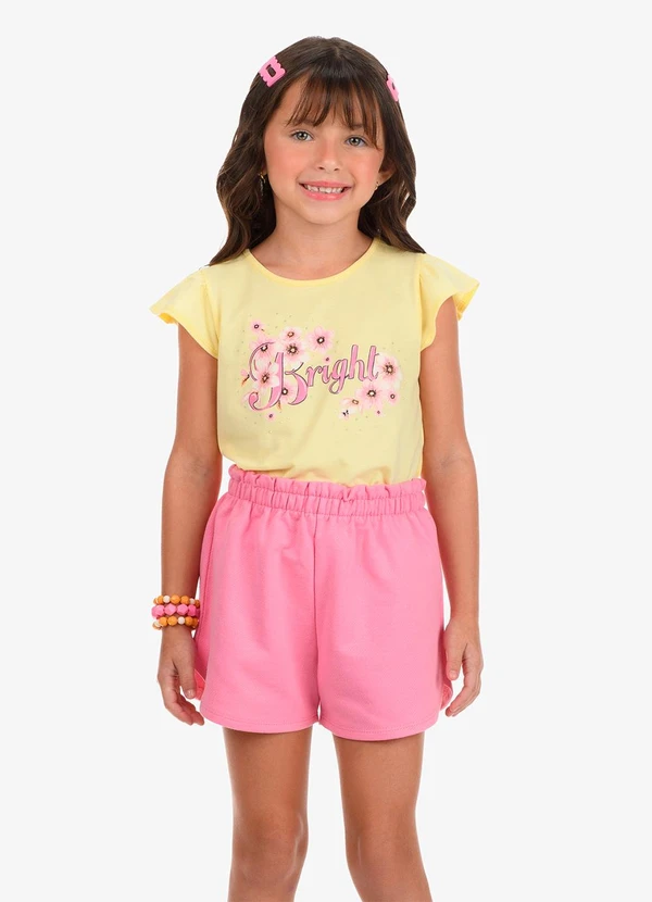 Rovi Kids - Conjunto Blusa com Shorts Feminino Amarelo