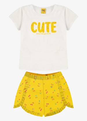 Rovi Kids - Conjunto Blusa com Shorts Feminino Amarelo - ROVI KIDS