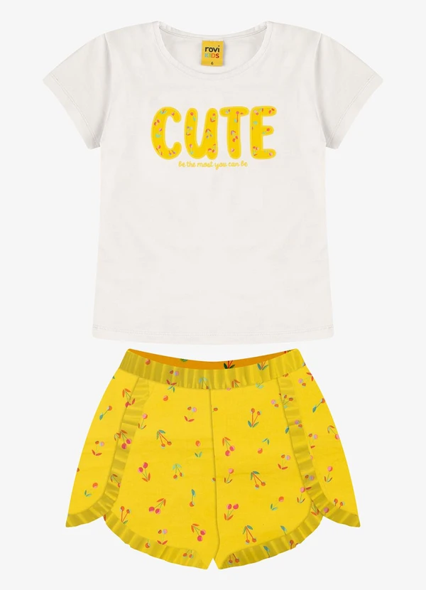 Rovi Kids - Conjunto Blusa com Shorts Feminino Amarelo