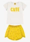 Rovi Kids - Conjunto Blusa com Shorts Feminino Bege - variação: Amarelo