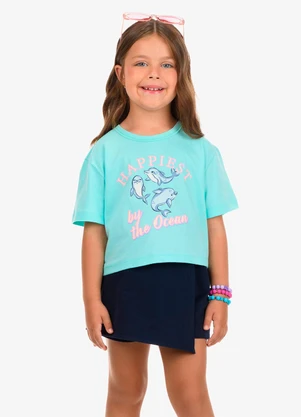 Rovi Kids - Conjunto Blusa com Shorts Feminino Azul - ROVI KIDS
