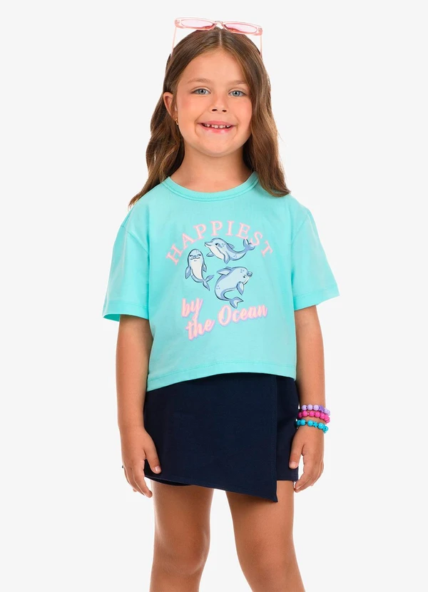 Rovi Kids - Conjunto Blusa com Shorts Feminino Azul