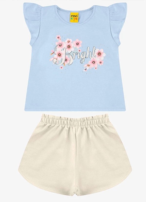 Rovi Kids - Conjunto Blusa com Shorts Feminino Azul