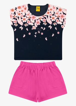 Rovi Kids - Conjunto Blusa com Shorts Feminino Azul - ROVI KIDS