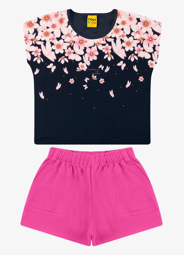 Rovi Kids - Conjunto Blusa com Shorts Feminino Azul