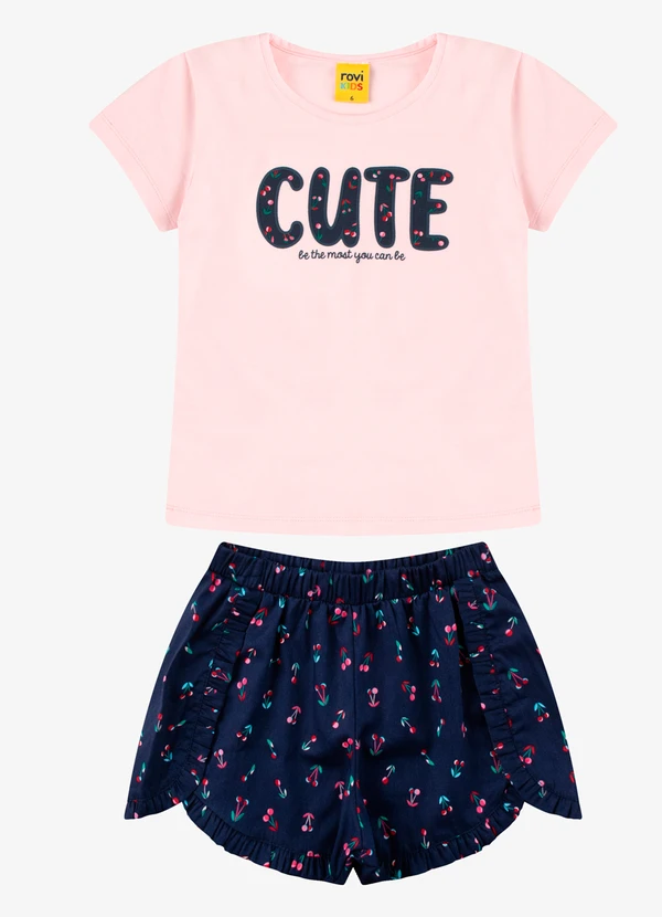 Rovi Kids - Conjunto Blusa com Shorts Feminino Azul 3