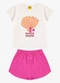 Rovi Kids - Conjunto Blusa com Shorts Feminino Marrom - variação: Bege