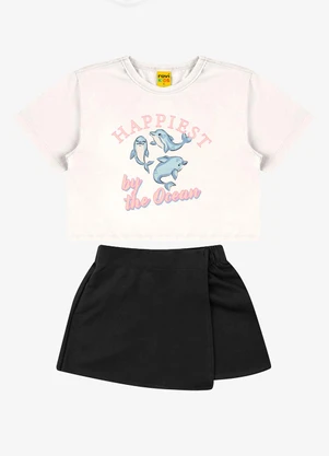 Rovi Kids - Conjunto Blusa com Shorts Feminino Bege - ROVI KIDS