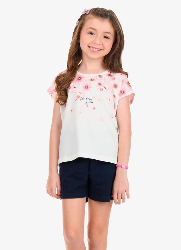 Rovi Kids - Conjunto Blusa com Shorts Feminino Bege
