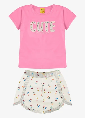 Rovi Kids - Conjunto Blusa com Shorts Feminino Bege - ROVI KIDS