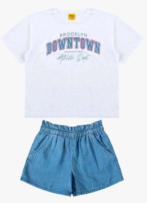 Rovi Kids - Conjunto Blusa com Shorts Feminino Branco