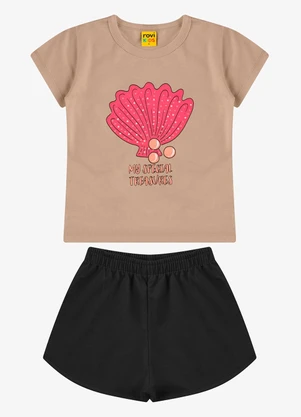 Rovi Kids - Conjunto Blusa com Shorts Feminino Marrom - ROVI KIDS