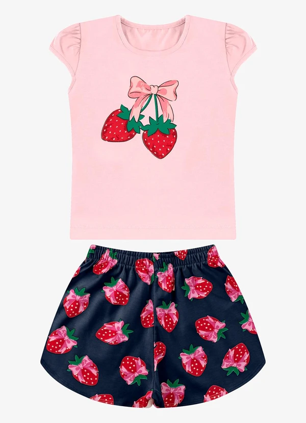 Rovi Kids - Conjunto Blusa com Shorts Feminino Rosa