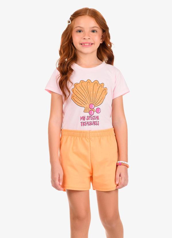 Rovi Kids - Conjunto Blusa com Shorts Feminino Rosa