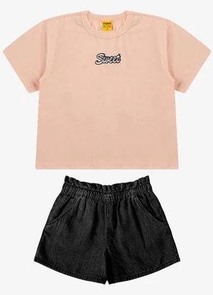 Rovi Kids - Conjunto Blusa com Shorts Feminino Rosa - ROVI KIDS