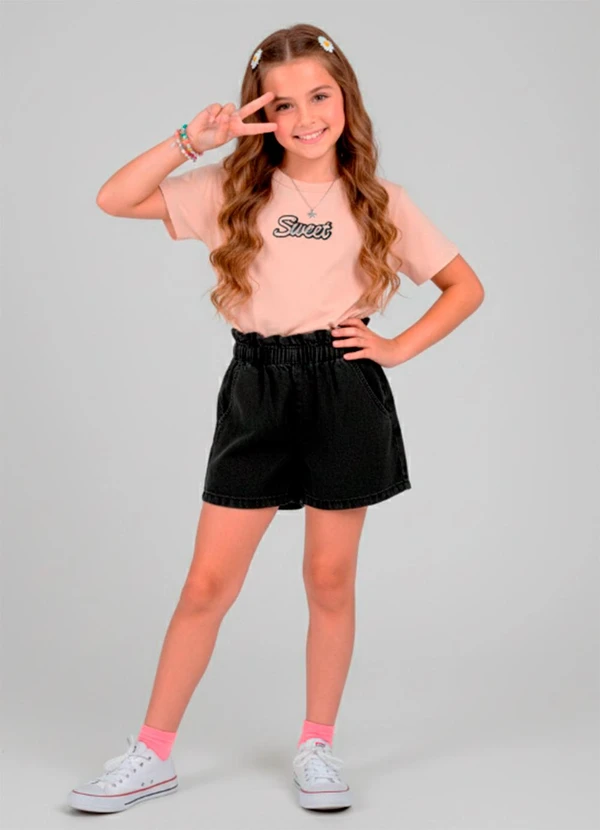 Rovi Kids - Conjunto Blusa com Shorts Feminino Rosa 2