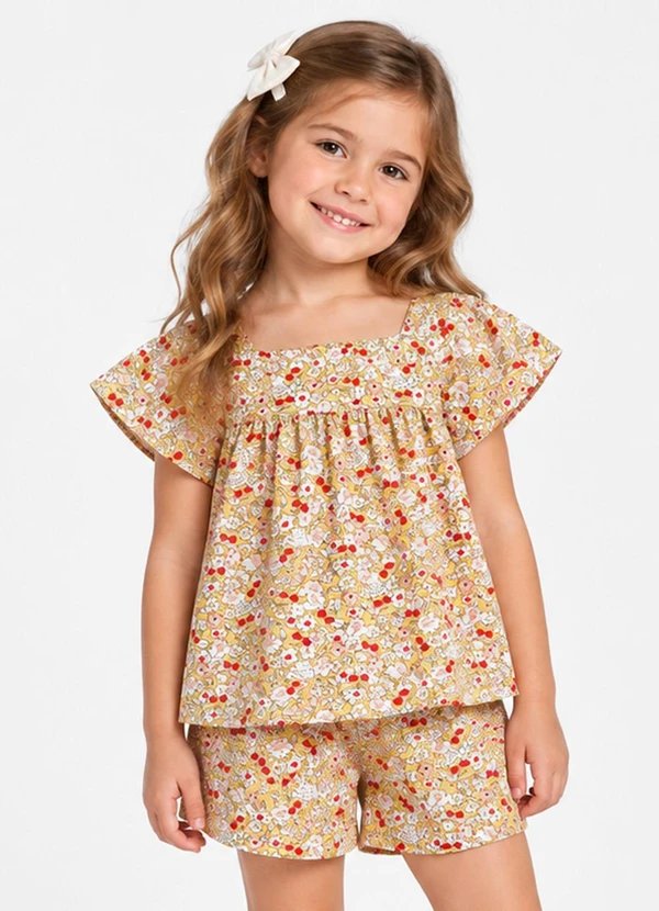 Select - Conjunto Blusa com Shorts Infantil Amarelo
