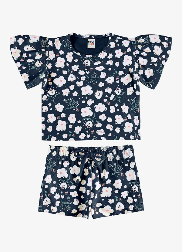 Rovi Kids - Conjunto Blusa com Shorts Infantil Azul