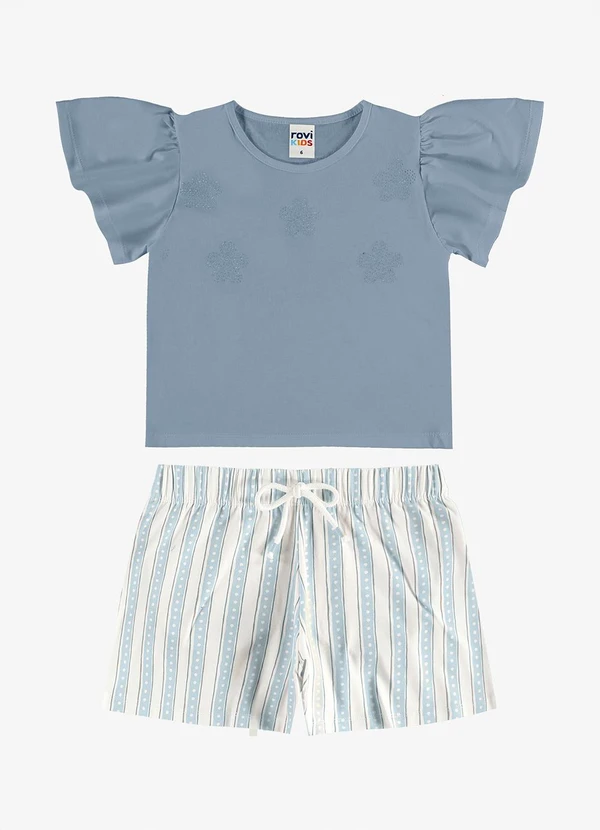 Rovi Kids - Conjunto Blusa com Shorts Infantil Azul