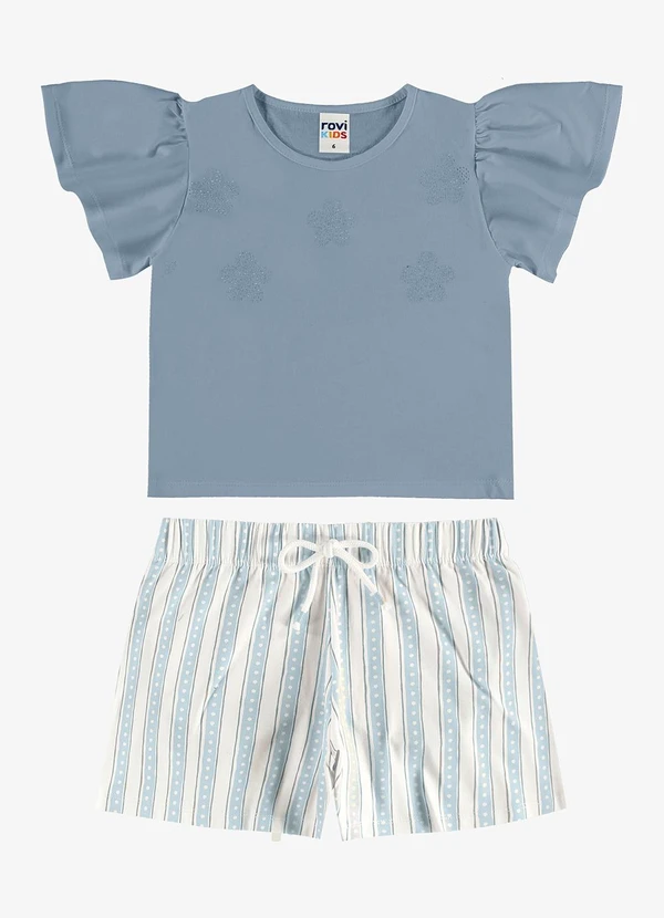 Rovi Kids - Conjunto Blusa com Shorts Infantil Azul