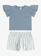 Rovi Kids - Conjunto Blusa com Shorts Infantil Bege - variação: Azul