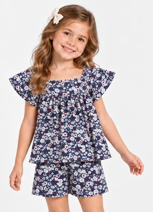 Select - Conjunto Blusa com Shorts Infantil Azul - SELECT