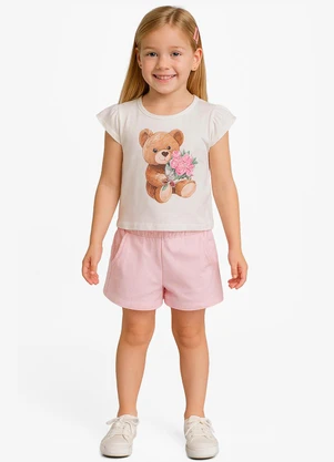 Trick Nick - Conjunto Blusa com Shorts Infantil Bege - TRICK NICK