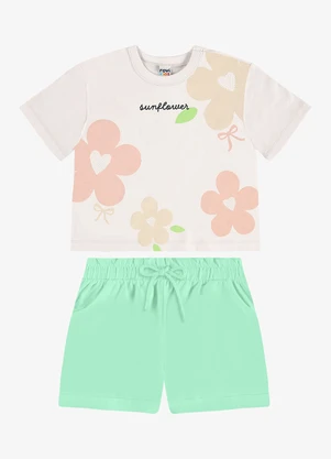 Rovi Kids - Conjunto Blusa com Shorts Infantil Bege - ROVI KIDS