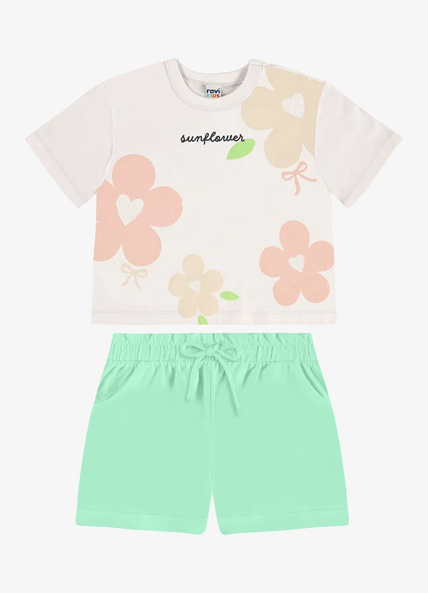 Rovi Kids - Conjunto Blusa com Shorts Infantil Bege