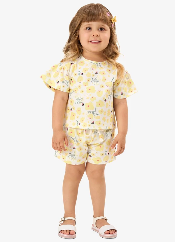 Rovi Kids - Conjunto Blusa com Shorts Infantil Bege