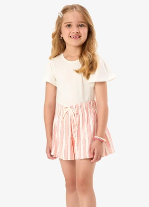 Rovi Kids - Conjunto Blusa com Shorts Infantil Bege - ROVI KIDS
