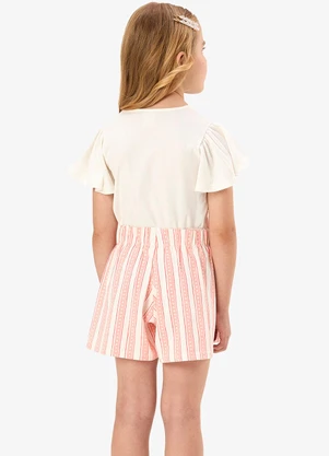Rovi Kids - Conjunto Blusa com Shorts Infantil Bege - ROVI KIDS