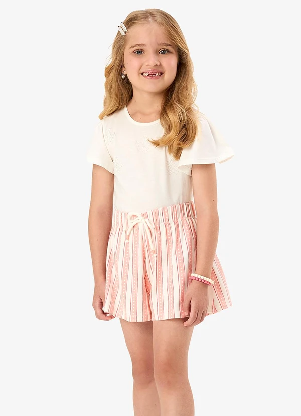 Rovi Kids - Conjunto Blusa com Shorts Infantil Bege