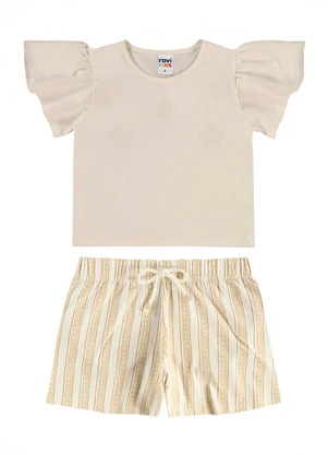 Rovi Kids - Conjunto Blusa com Shorts Infantil Bege - ROVI KIDS