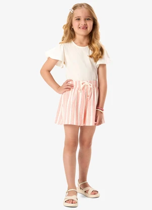 Rovi Kids - Conjunto Blusa com Shorts Infantil Bege - ROVI KIDS