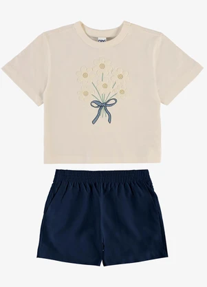 Rovi Kids - Conjunto Blusa com Shorts Infantil Bege - ROVI KIDS