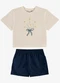Rovi Kids - Conjunto Blusa com Shorts Infantil Bege - variação: Bege
