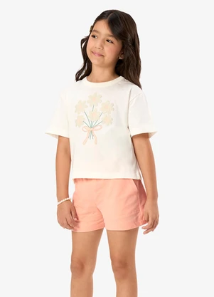 Rovi Kids - Conjunto Blusa com Shorts Infantil Bege - ROVI KIDS