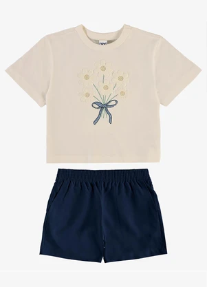 Rovi Kids - Conjunto Blusa com Shorts Infantil Bege - ROVI KIDS