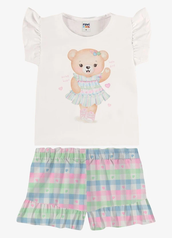 Rovi Kids - Conjunto Blusa com Shorts Infantil Bege