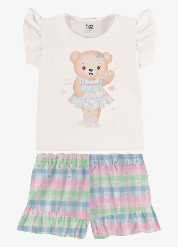Rovi Kids - Conjunto Blusa com Shorts Infantil Bege