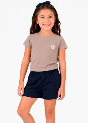 Select - Conjunto Blusa com Shorts Infantil Bege - SELECT