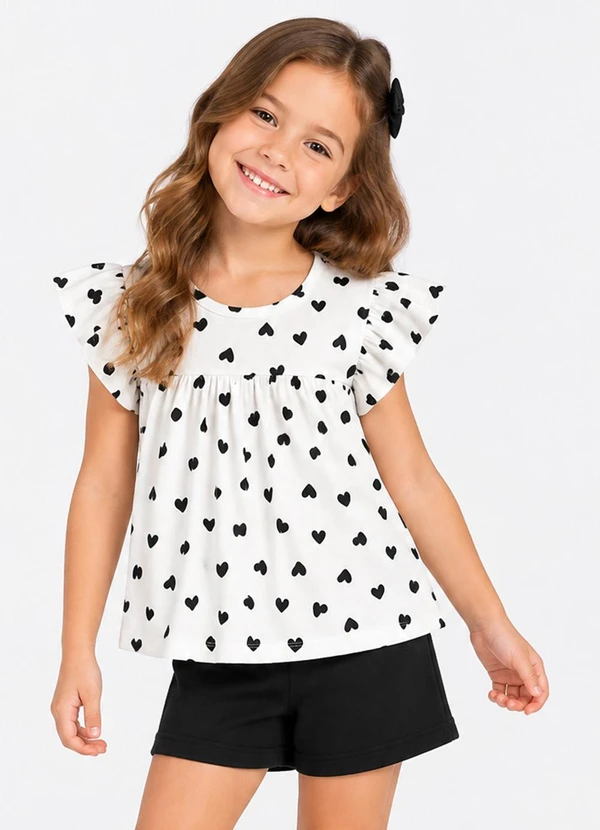Select - Conjunto Blusa com Shorts Infantil Bege