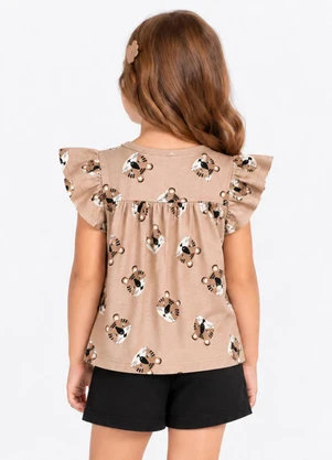 Select - Conjunto Blusa com Shorts Infantil Bege - SELECT