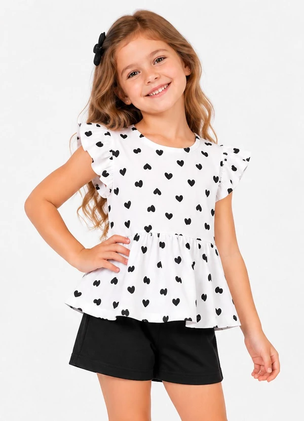 Select - Conjunto Blusa com Shorts Infantil Bege
