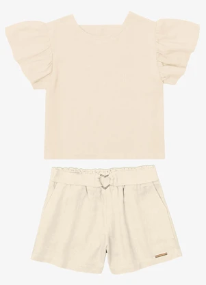 Trick Nick - Conjunto Blusa com Shorts Infantil Bege - TRICK NICK