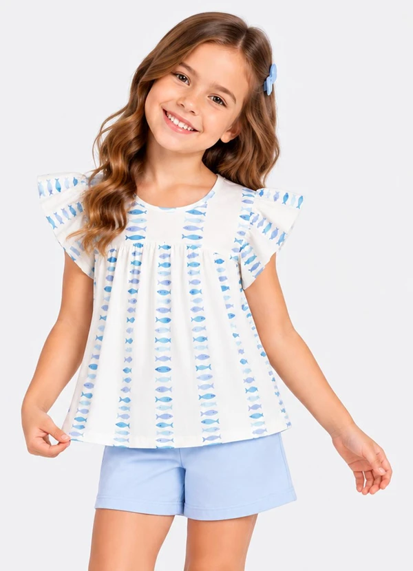 Select - Conjunto Blusa com Shorts Infantil Branco