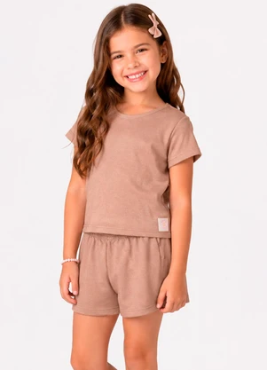Select - Conjunto Blusa com Shorts Infantil Marrom - SELECT