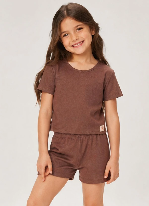Select - Conjunto Blusa com Shorts Infantil Marrom